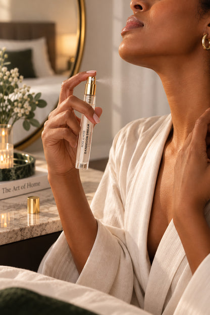 Woman applying Dandelion Dream Travel Eau de Parfum